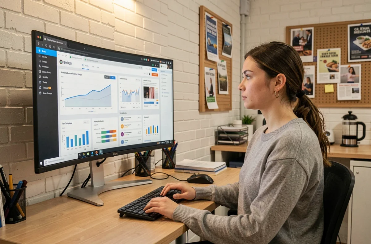 Spécialiste en publicité digitale chez Adstriver analysant des performances de campagnes en ligne
