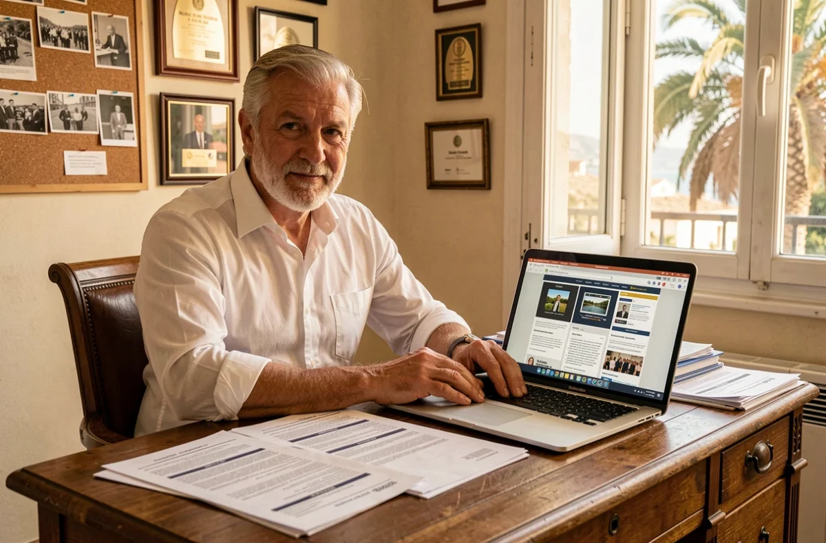 Professionnel expérimenté de l'agence web historique CKC-Net travaillant dans son bureau sur la Côte d'Azur