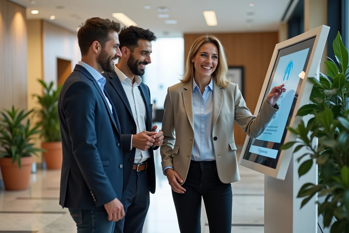 Groupe de collègues discutant près d