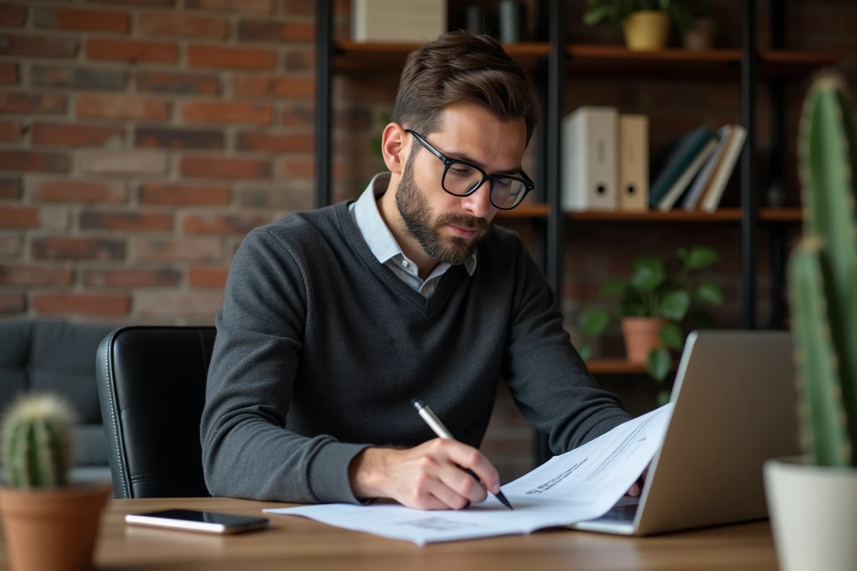 Entrepreneur analysant les recommandations d'experts pour optimiser et développer son entreprise