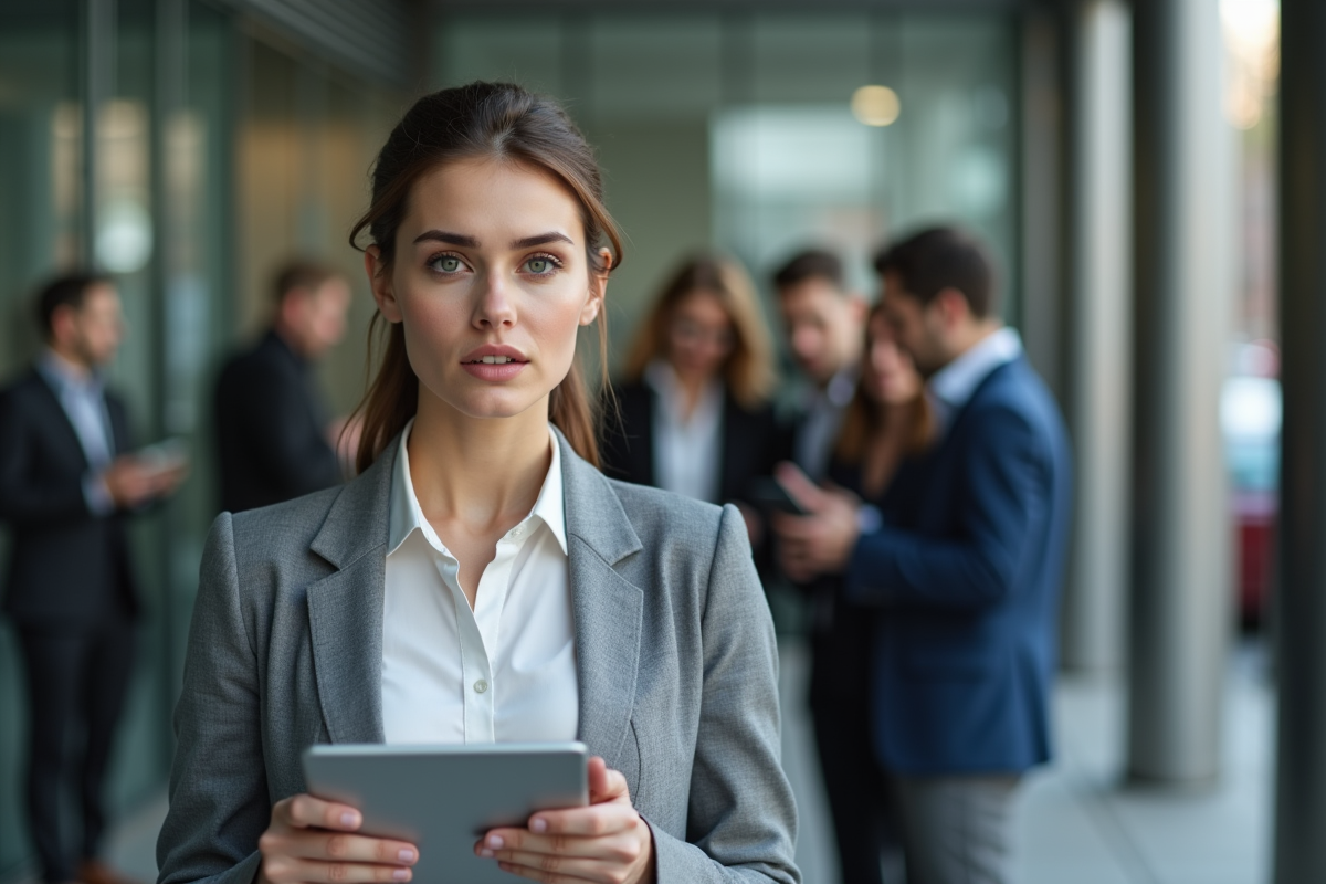 Jeune femme professionnelle dans un environnement urbain