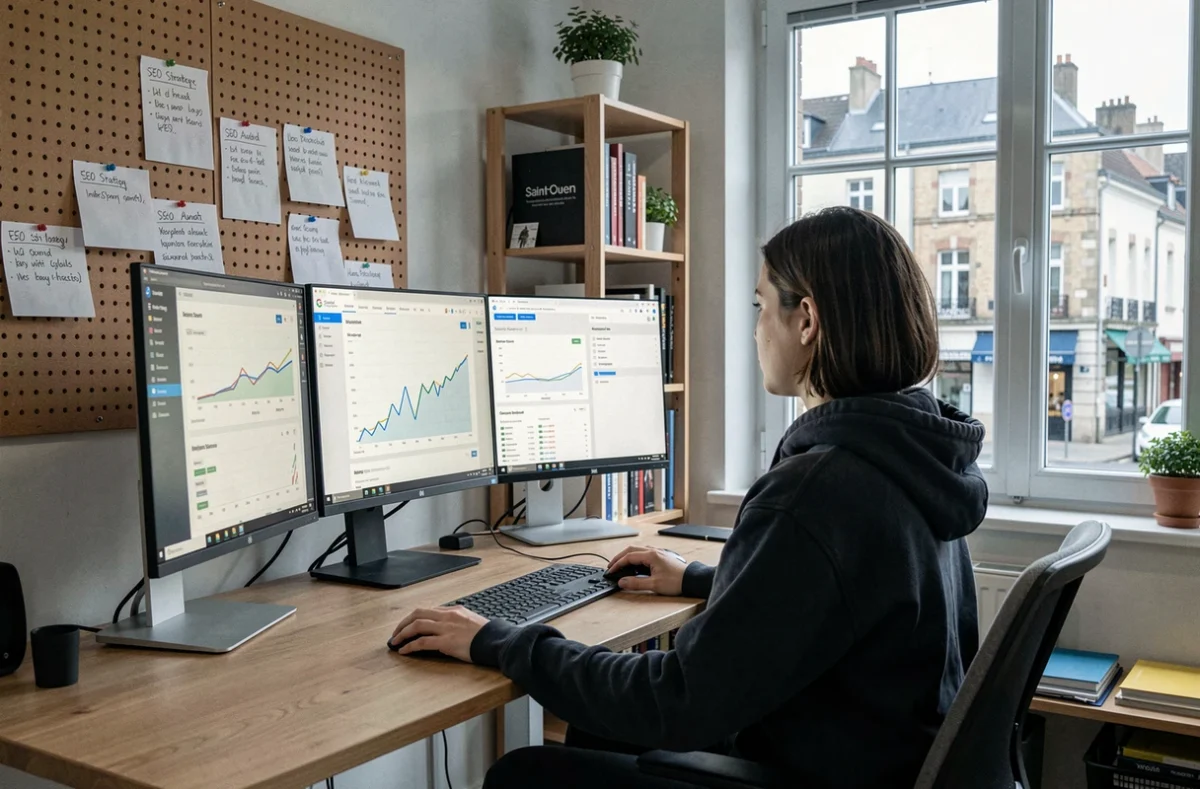 Prestataire SEO et développement web à Saint-Ouen travaillant sur l'optimisation d'un site internet