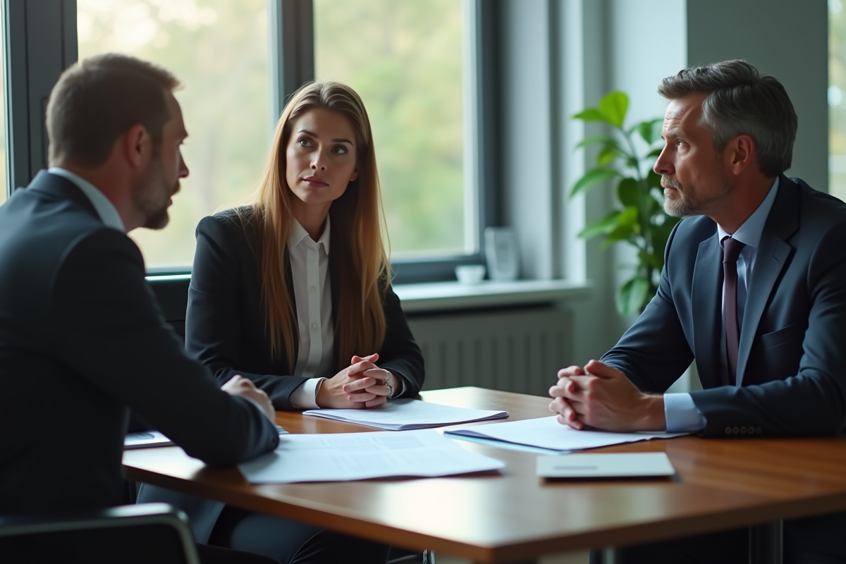 Réunion sérieuse entre un manager et un employé au bureau