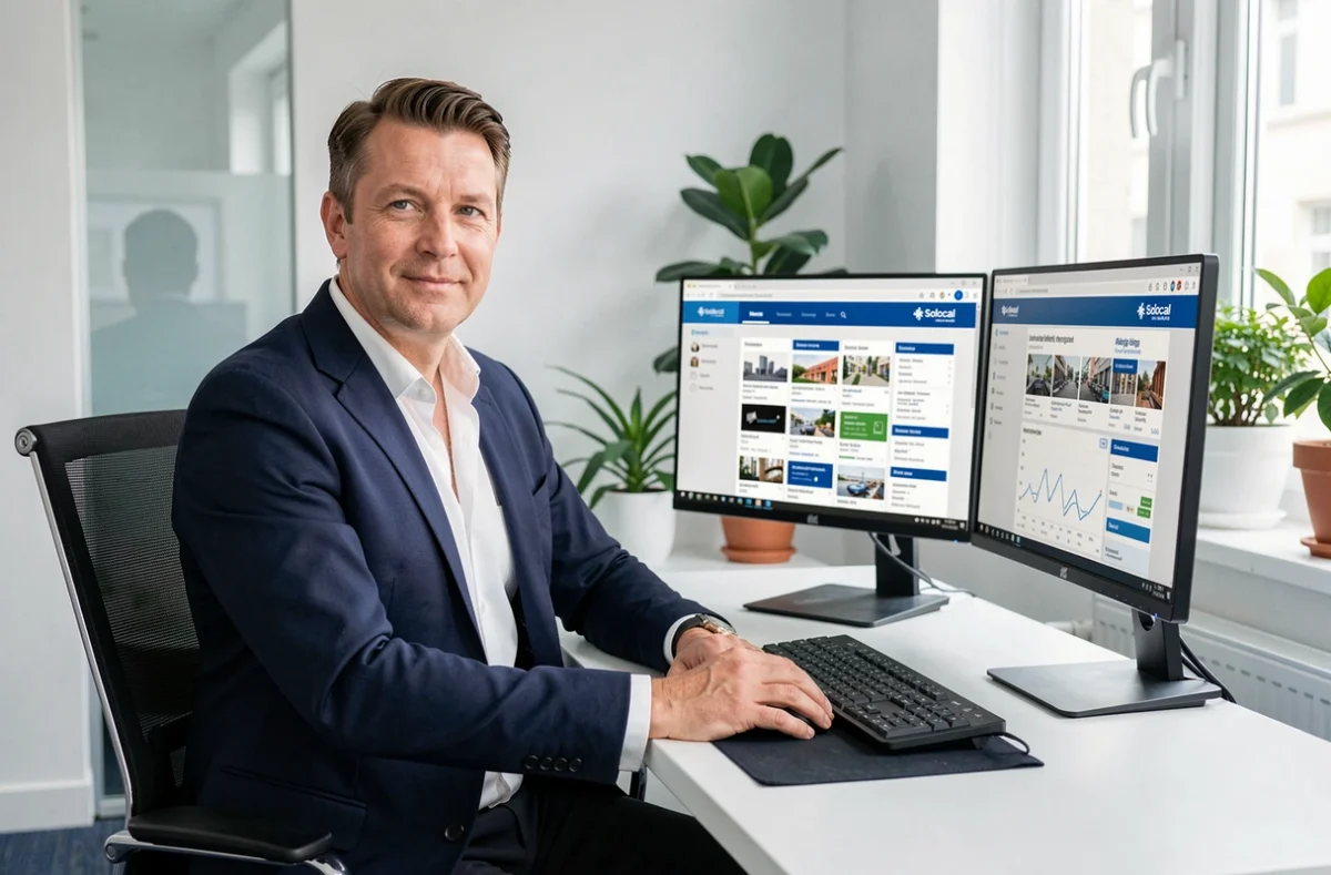 Consultant Solocal travaillant sur des campagnes de marketing digital pour des entreprises locales